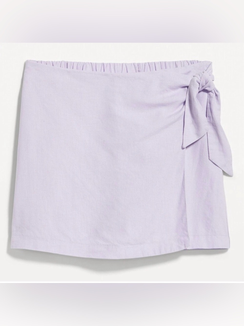 Lilac linen blend tie skort